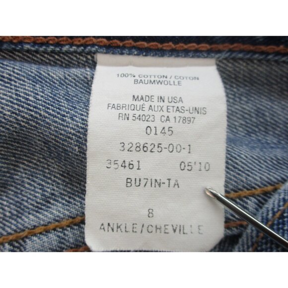 Y2K Flare Leg Trouser Blue Denim Jeans Size 8 GAP USA Made Low Rise Pants - Picture 9 of 9